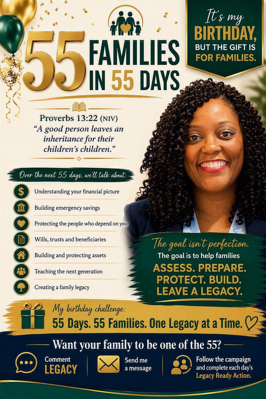 55 Families in 55 Days challenge flyer